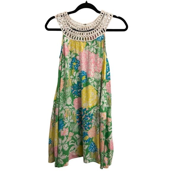 Lilly Pulitzer Jillie Hibiscus Stroll Floral Tank A-line Dress Size XS Flamingo - Picture 2 of 8